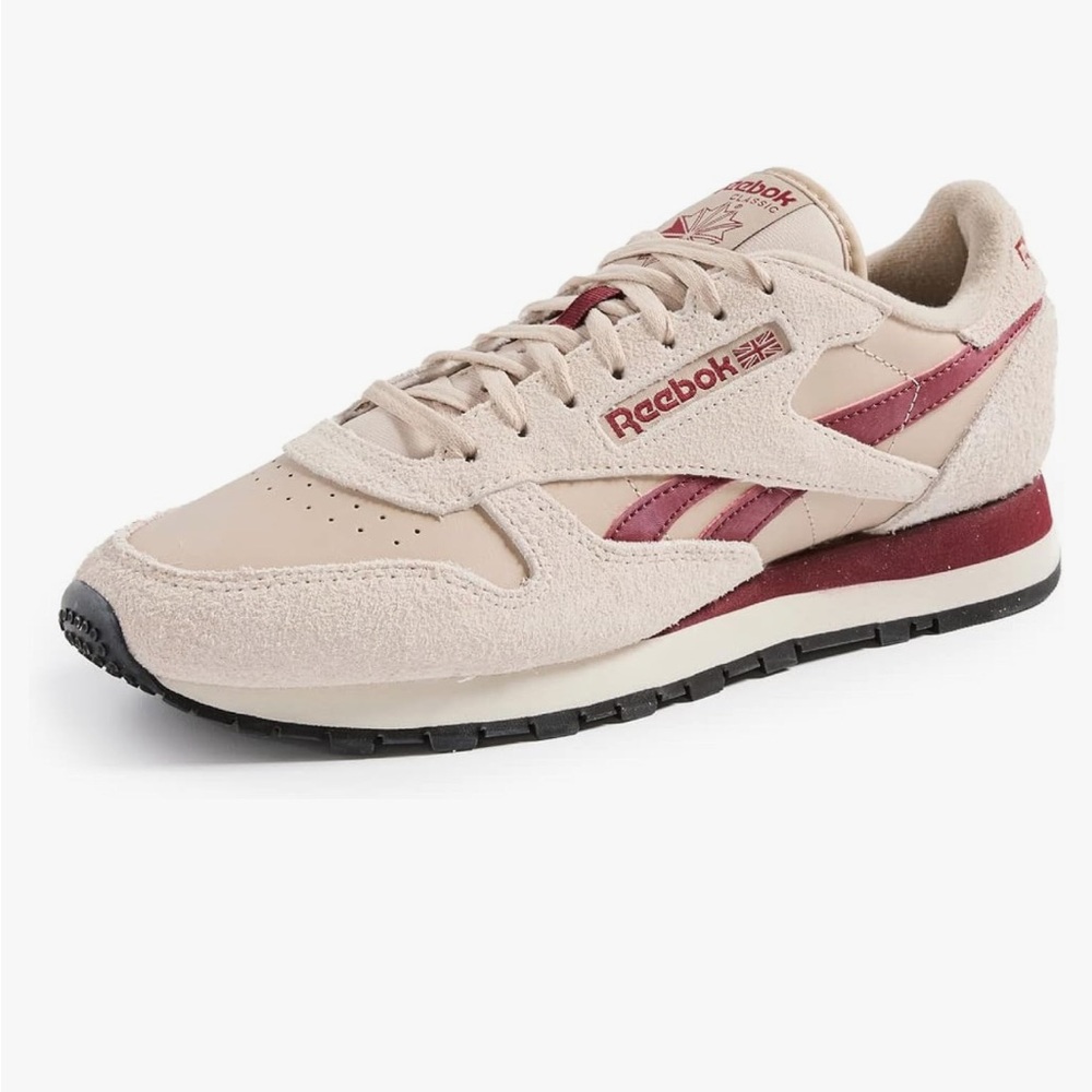 Reebok Classic Leather Casual Sneakers, maroon and cream, Sz. 9.5